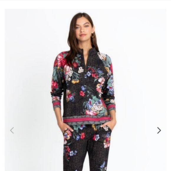 Johnny Was Women’s Onyx Sistine Half Zip Cotton Floral Boho Pullover Size Small - Picture 4 of 11